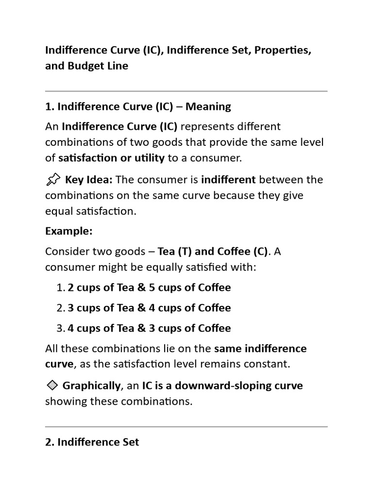Indifference Curves and Their Properties | PDF | Utility | Economic ...
