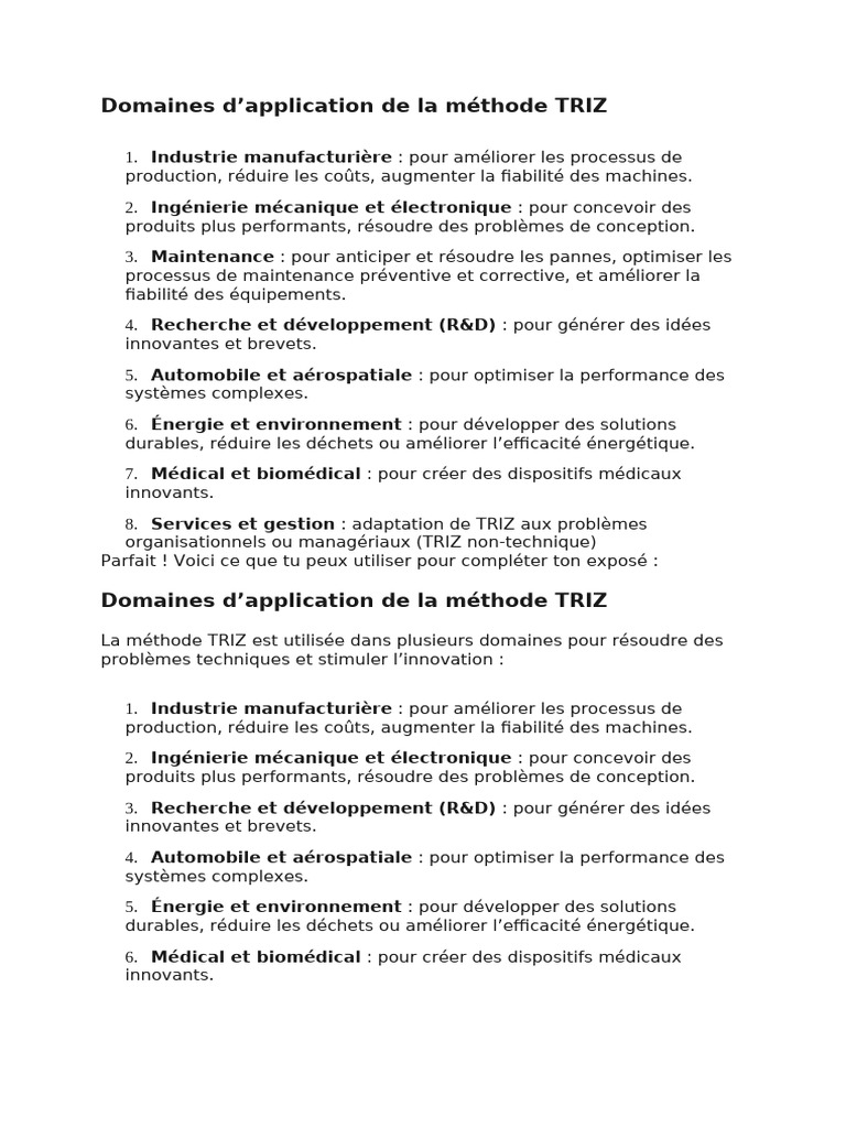 Applications de la méthode TRIZ | PDF