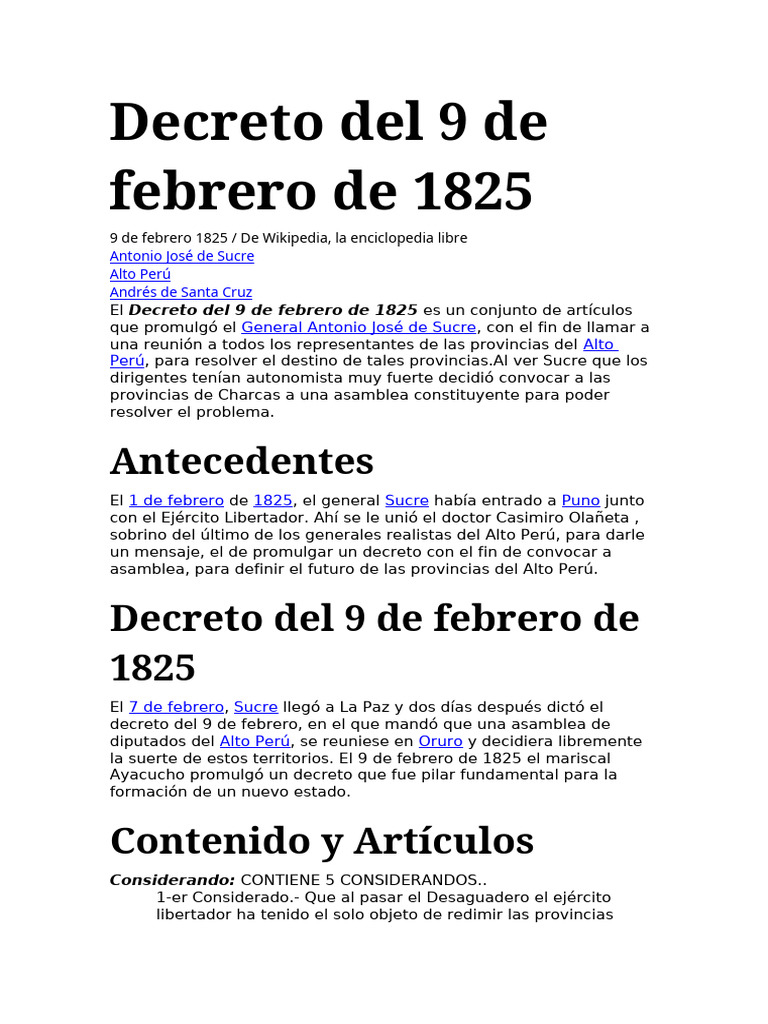 Decreto Del 9 de Febrero | PDF | América del Sur