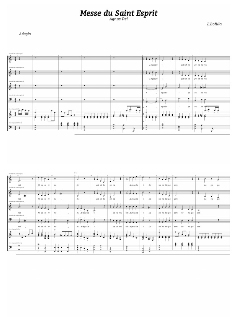 Agnus Dei Messe Du Saint Esprit | PDF