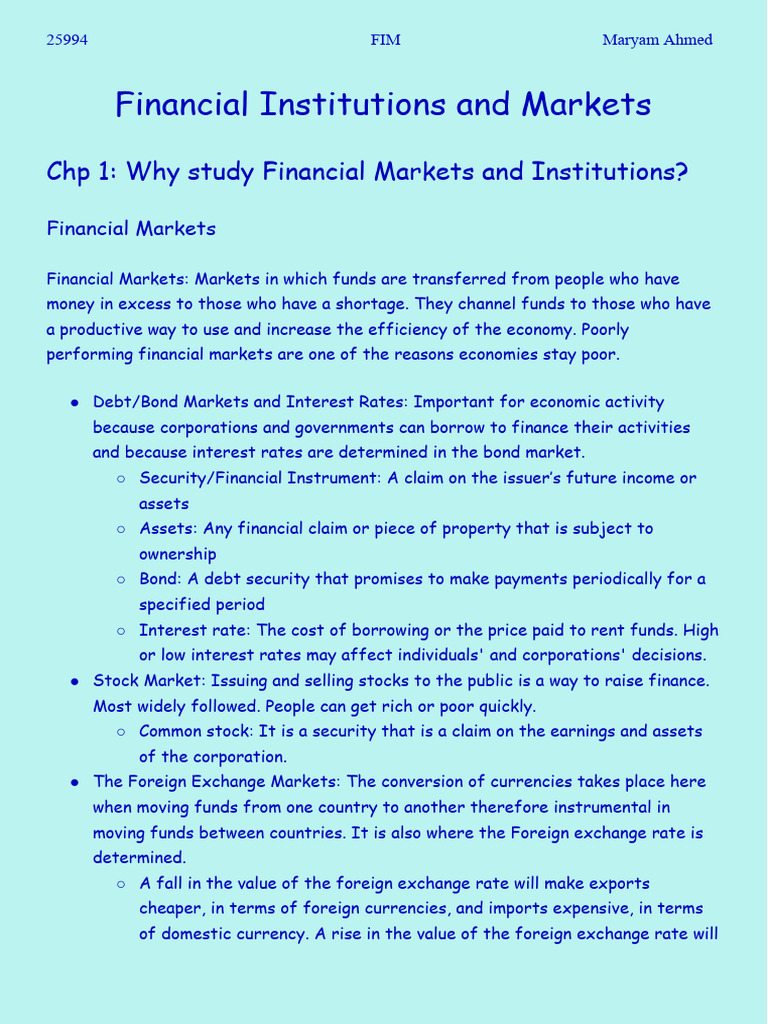 Understanding Financial Markets and Institutions | PDF | Bonds (Finance ...