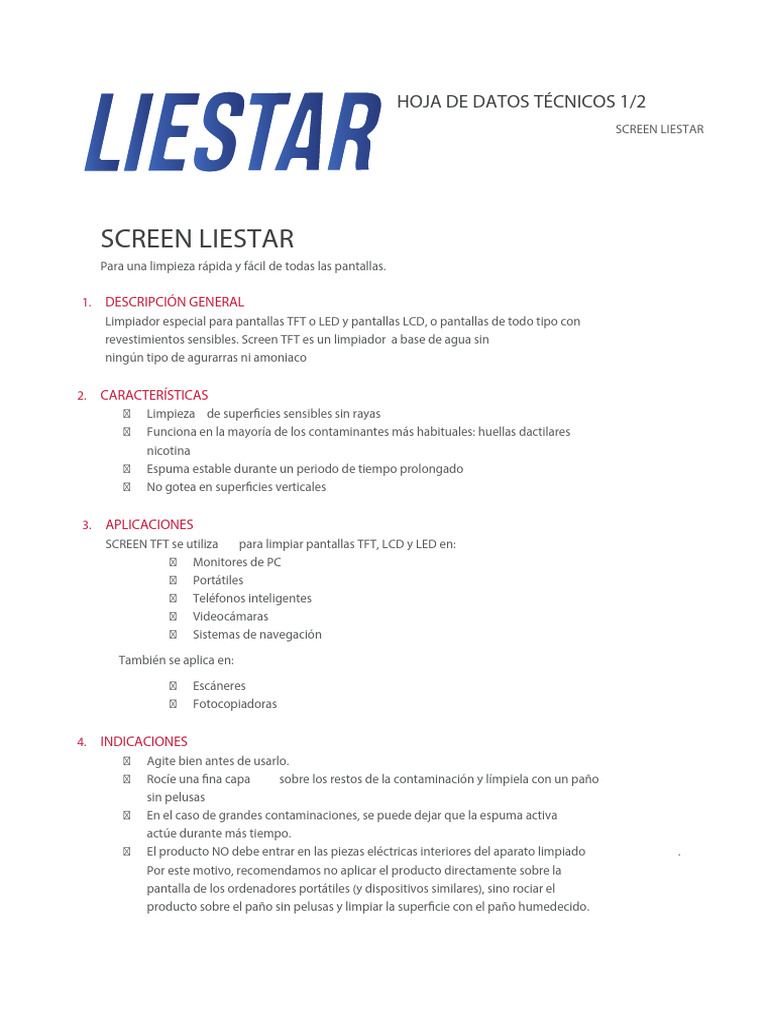 Limpiador para Pantallas TFT y LCD | PDF | Diodo emisor de luz ...