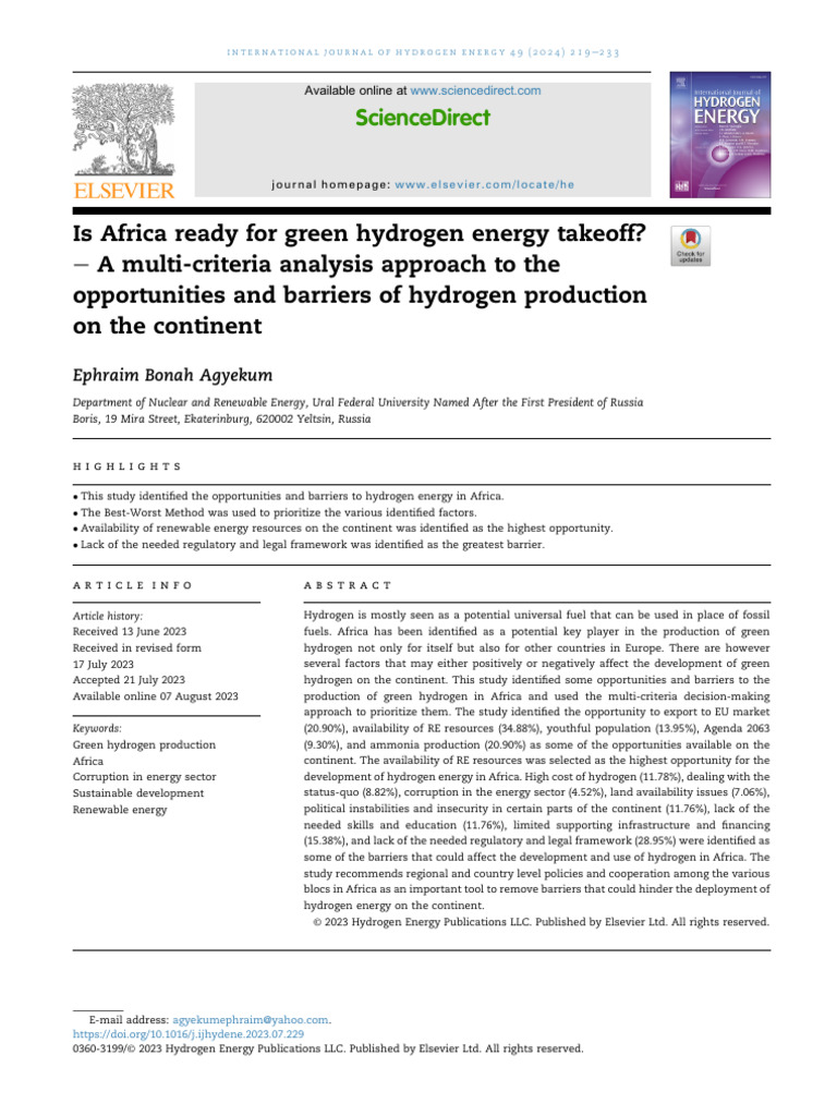 Article On Green Hydrogen | PDF | Climate Change Mitigation | Hydrogen ...