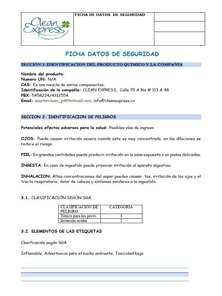 Limpiador Desinfectante Multiusos | PDF | Toxicidad