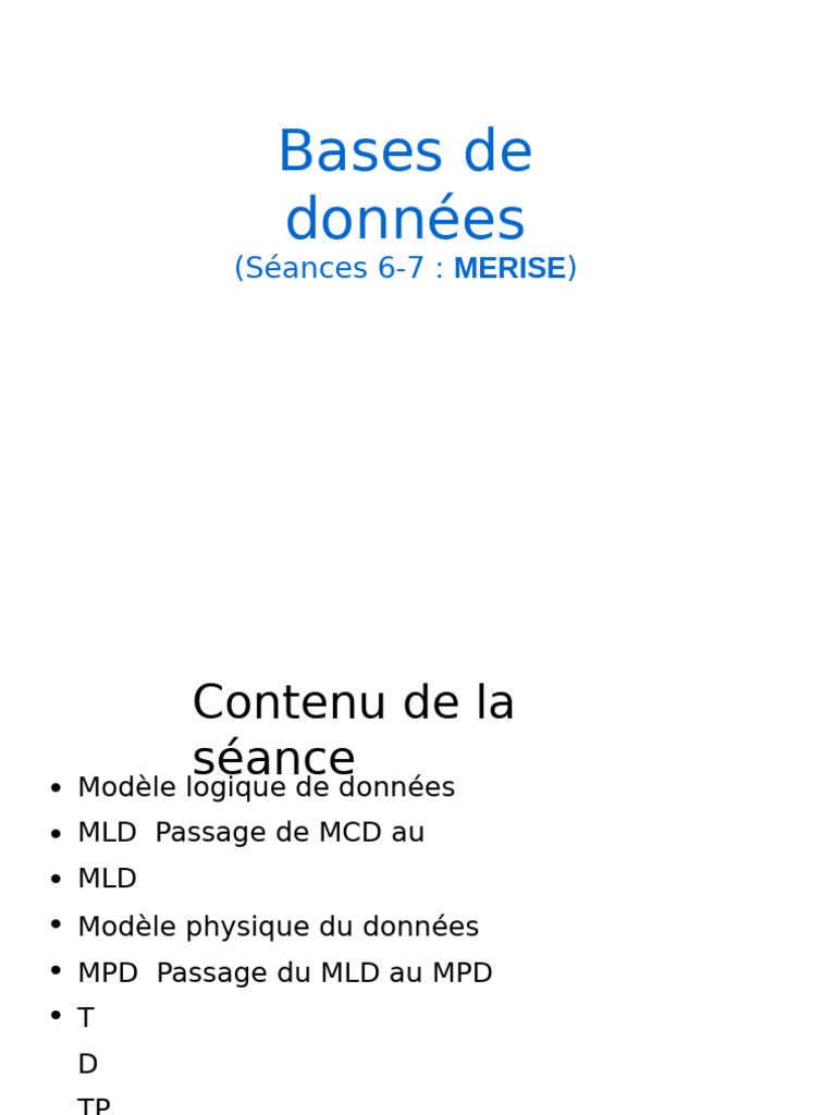 Modèle Logique de Données (MLD) | PDF | Informatique | Données ...