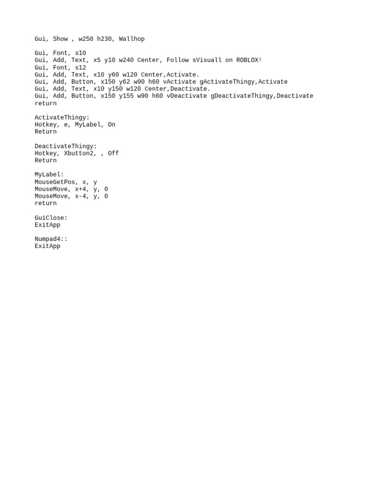 Wallhop GUI Script for Roblox | PDF