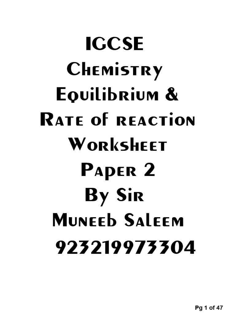 Equilibria WS P2 | PDF