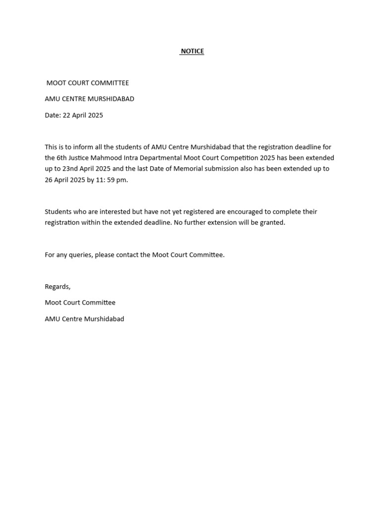 Extention Notice of MCC | PDF