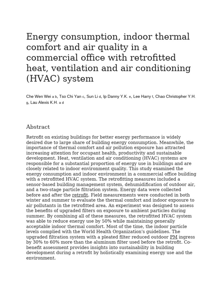 Energy Consumption, Indoor Thermal Comfort and Air Quality in A ...