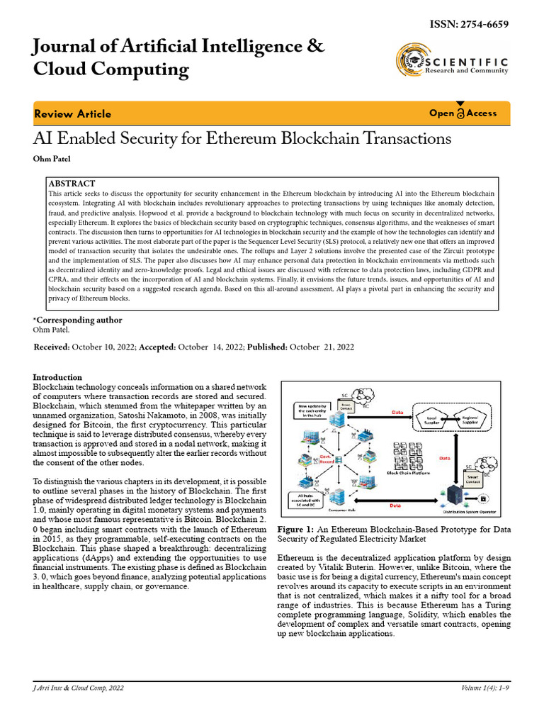 Ai Enabled Security For Ethereum Blockchain Transactions | PDF | Artificial  Intelligence | Intelligence (AI) & Semantics