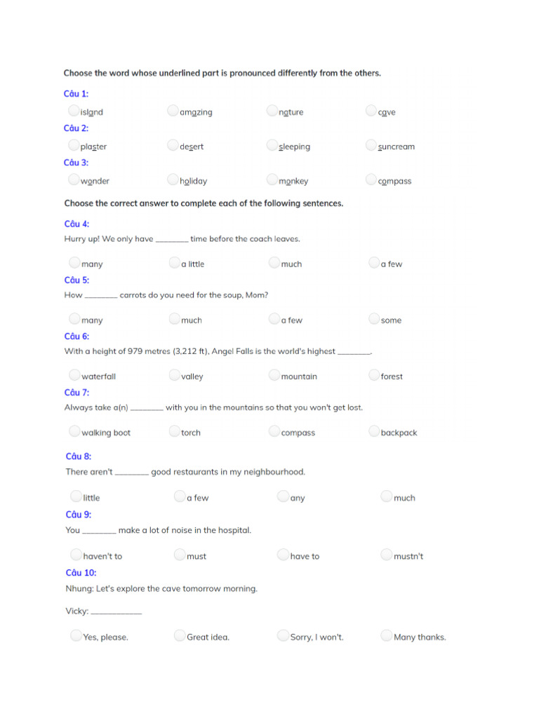 BT T.anh 6 Unit 5 | PDF