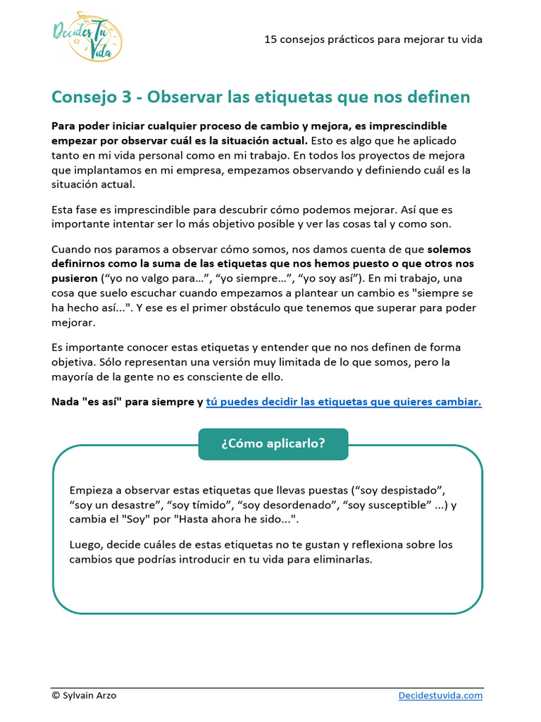 15 Consejos Practicos para Mejorar Tu Vida 3 | PDF