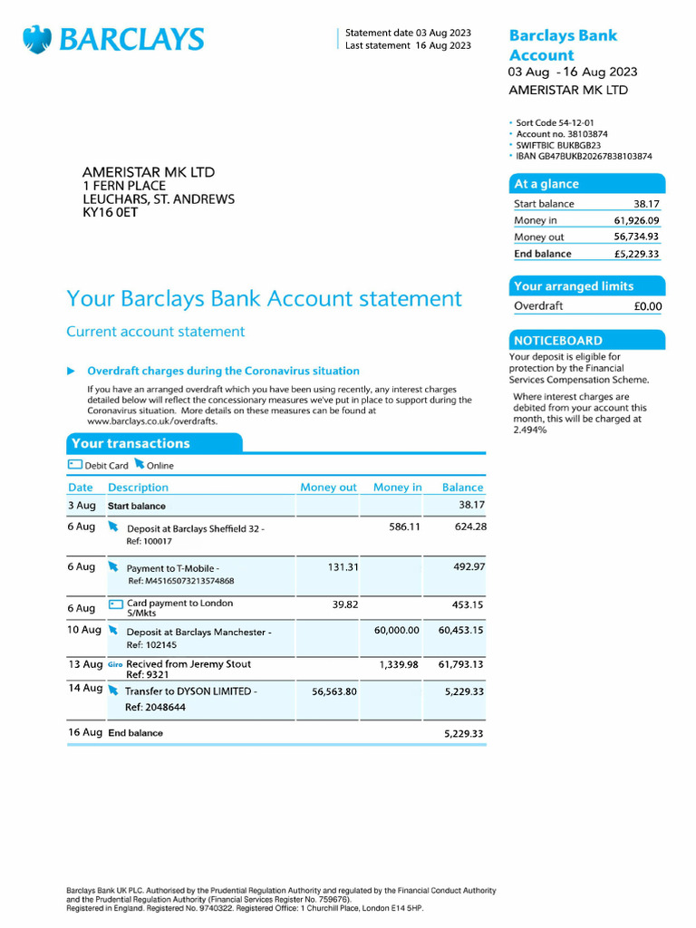 Found Bank Statements Summary | PDF