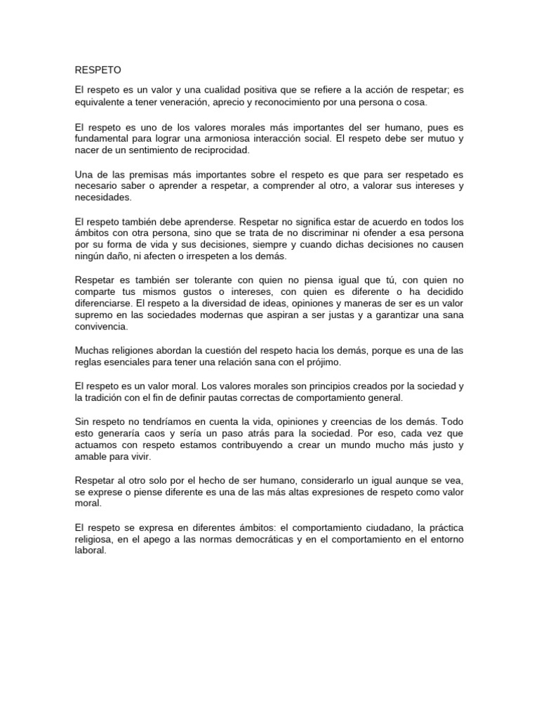 Valor del Respeto en la Justicia Social | PDF | Moralidad | Justicia
