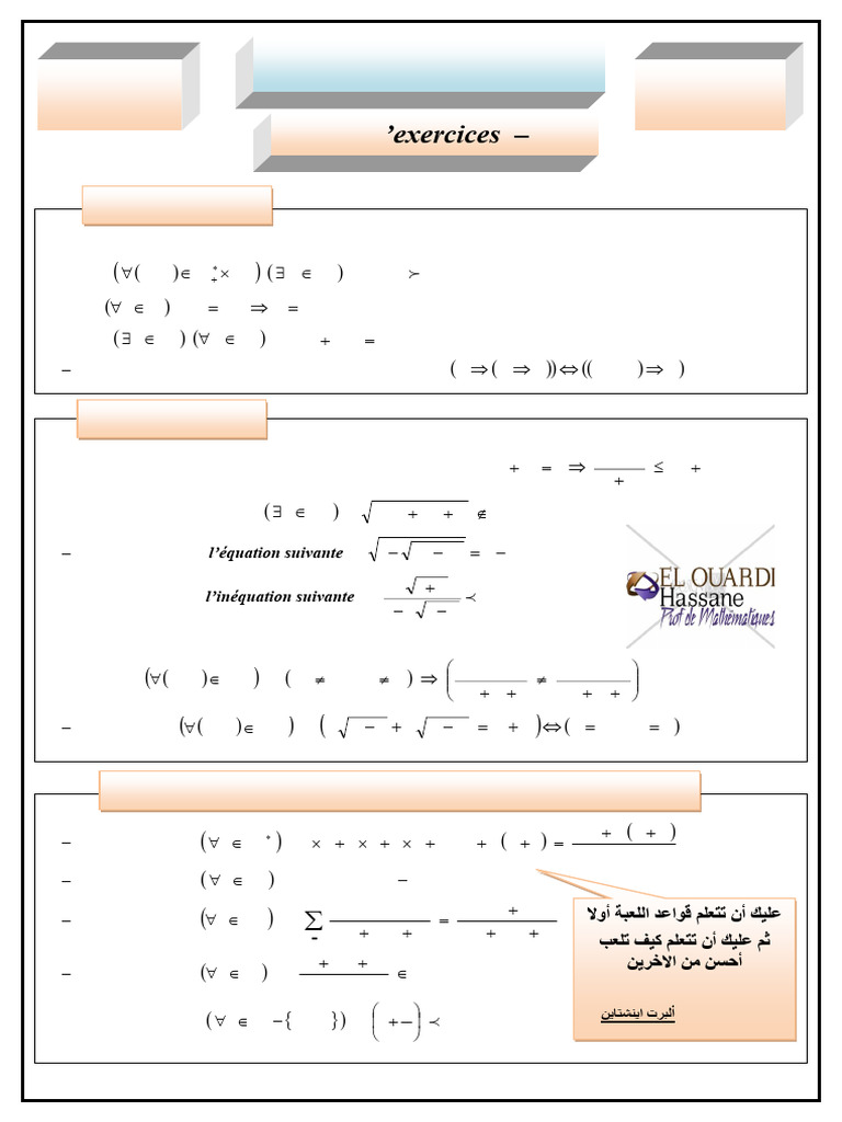 Notion de Logique = Exercices 1 | PDF | Logique mathématique | Logique