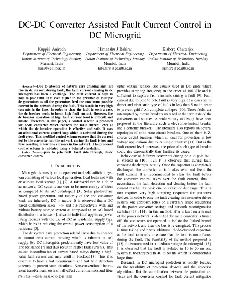 Fault Current Control in DC Microgrids | PDF | Direct Current | Capacitor