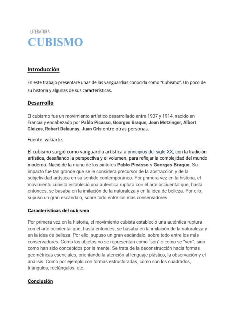 Historia y características del cubismo | PDF
