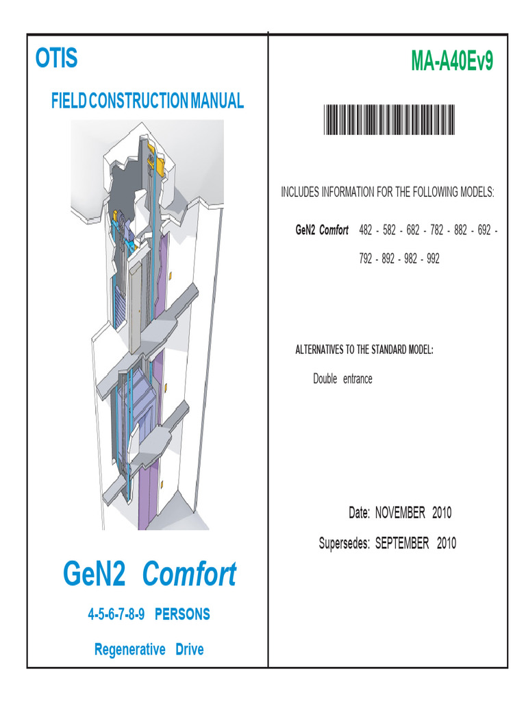 OTIS GeN2 Comfort Installation Manual | PDF | Elevator | Water