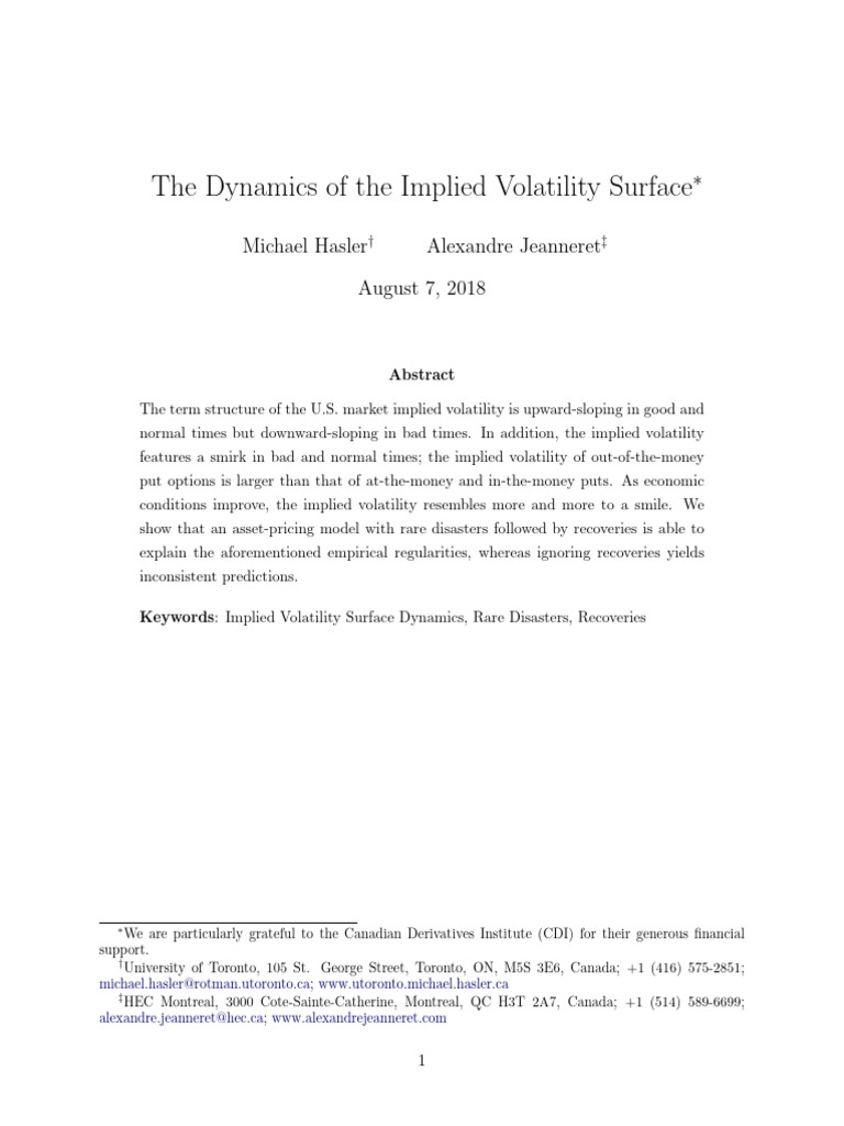 Implied Volatility Surface Dynamics Analysis | PDF | Moneyness | Option ...