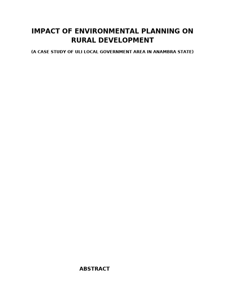 .NG - 98516.3361 Impact of Environmental Planning On Rural Development ...
