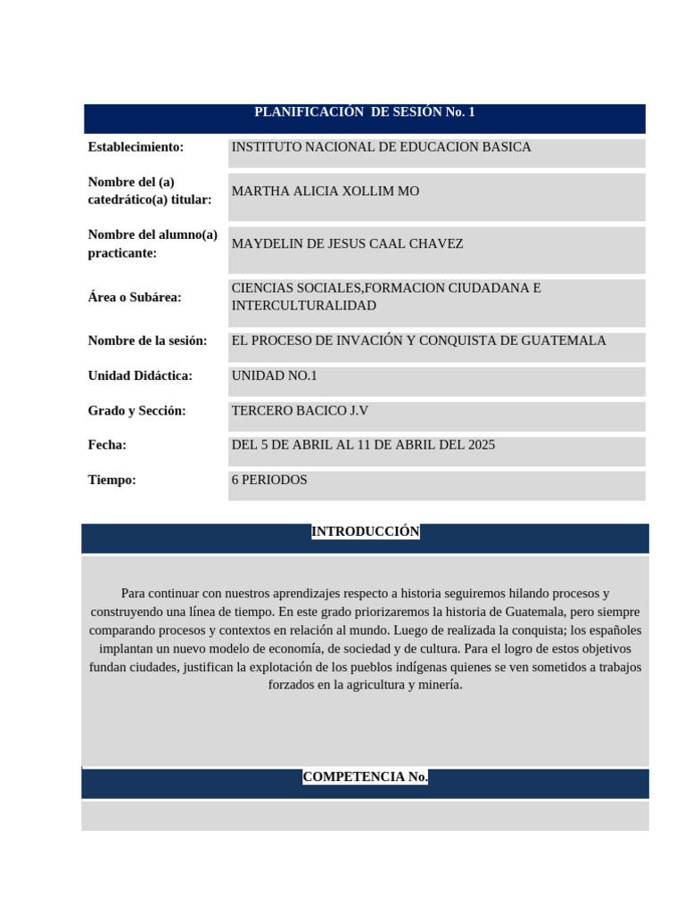 Form 02 Plan de Sesion | PDF | Guatemala | Maestros