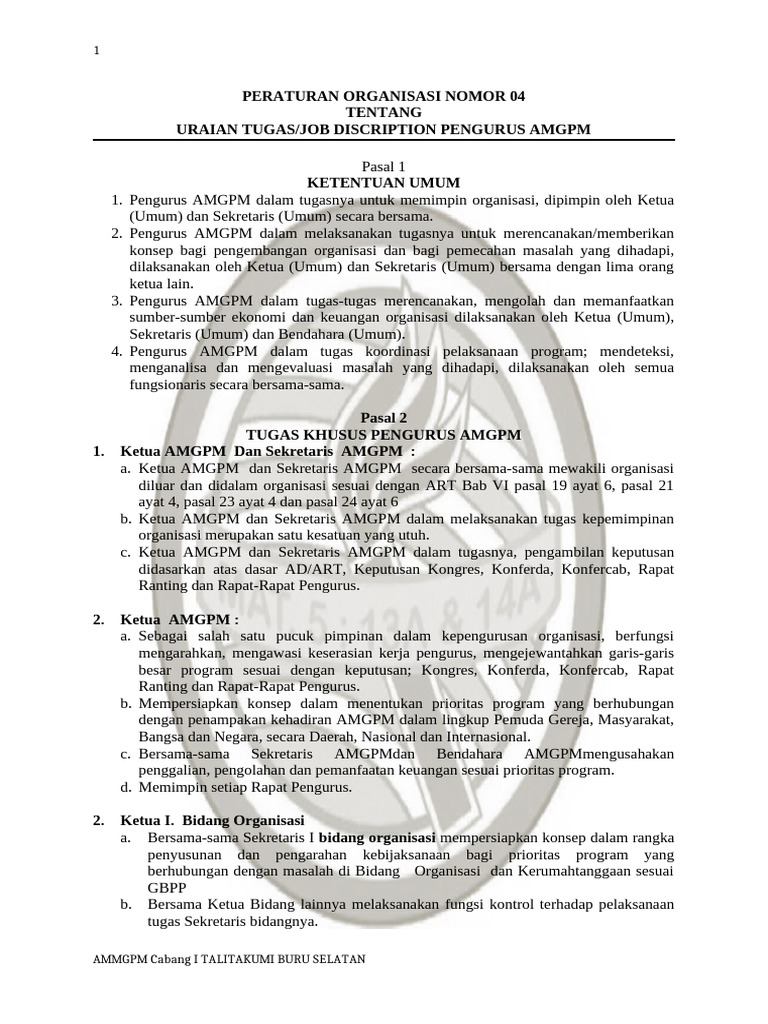 Uraian Tugas Pengurus AMGPM | PDF | Karier & Perkembangan | Bisnis
