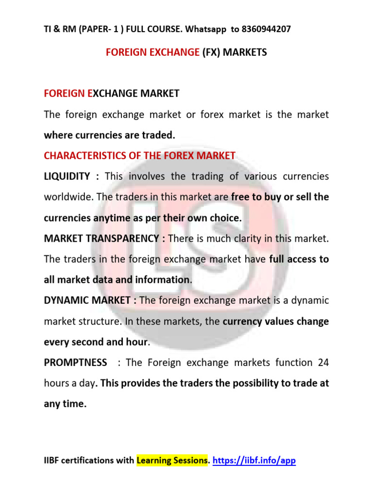 Forex Market Overview and Concepts | PDF | Foreign Exchange Market ...