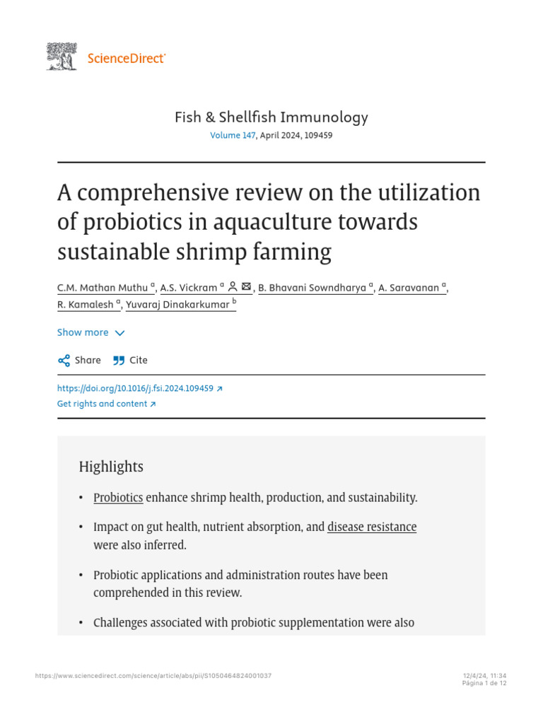 A Comprehensive Review On The Utilization of Probiotics in Aquaculture ...