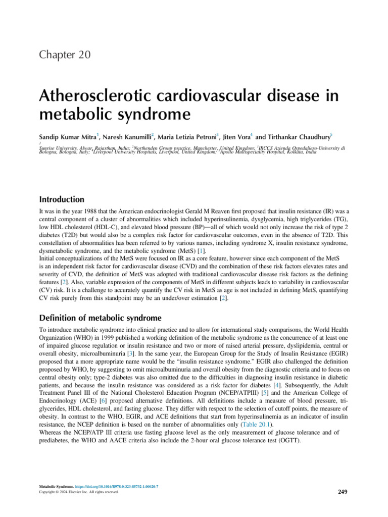 Atherosclerotic Cardiovascular Disease in Metabolic Syndrome | PDF ...