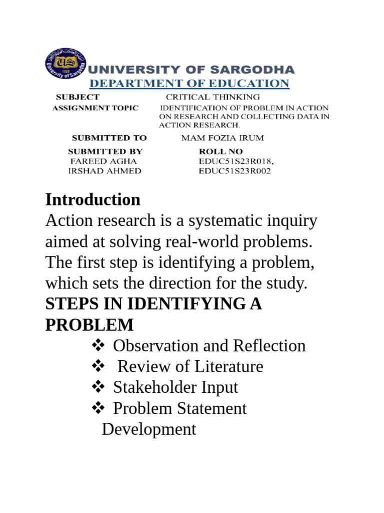 Identification of Problem in Action | PDF | Data | Procedural Knowledge