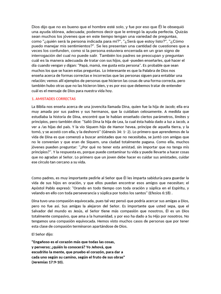 Dios Dijo Que No Es Bueno Que El Hombre Esté Solo | PDF | Jacob | Dios