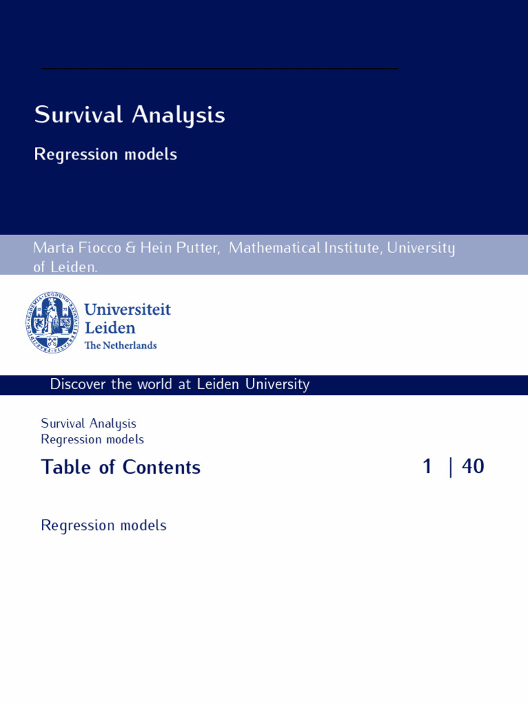 Survival Analysis with Marta Fiocco | PDF | Regression Analysis ...