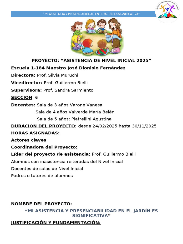 Mejora de Asistencia en Jardín 2025 | PDF | Educación de la primera ...