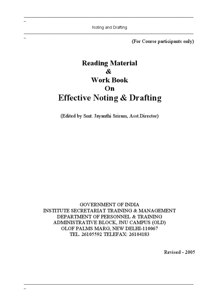 Effective Noting and Drafting Guide | PDF | Precedent | Member Of ...