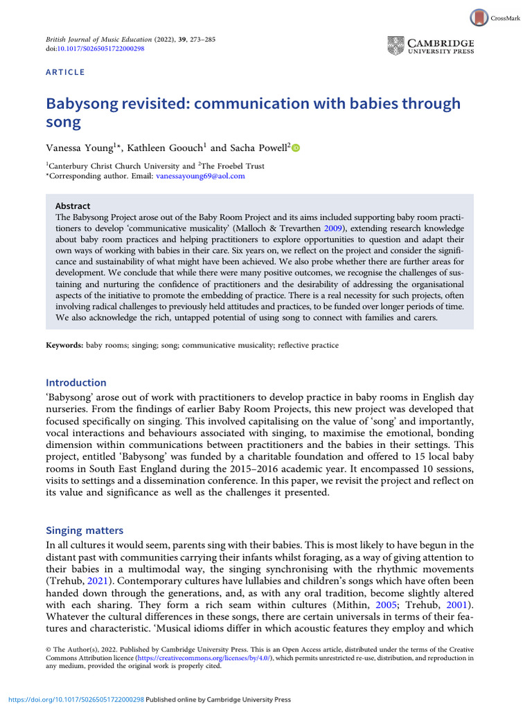 Babysong: Enhancing Baby Communication Through Singing | PDF | Learning ...