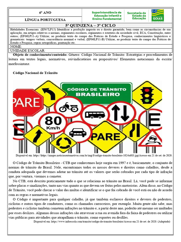 Código de Trânsito Brasileiro: Normas e Direitos | PDF | Tráfego | Brasil