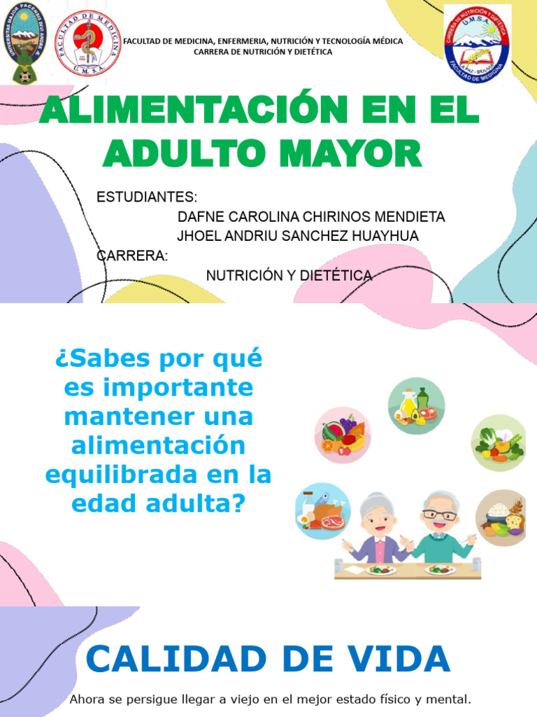 Alimentación Saludable en Adultos Mayores | PDF | Nutrición | Dieta y ...