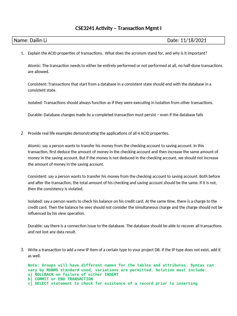 Understanding ACID in Transactions | PDF | Database Transaction ...