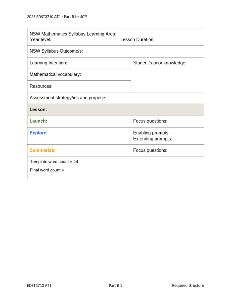 EDST3710 LessonPlan Required | PDF