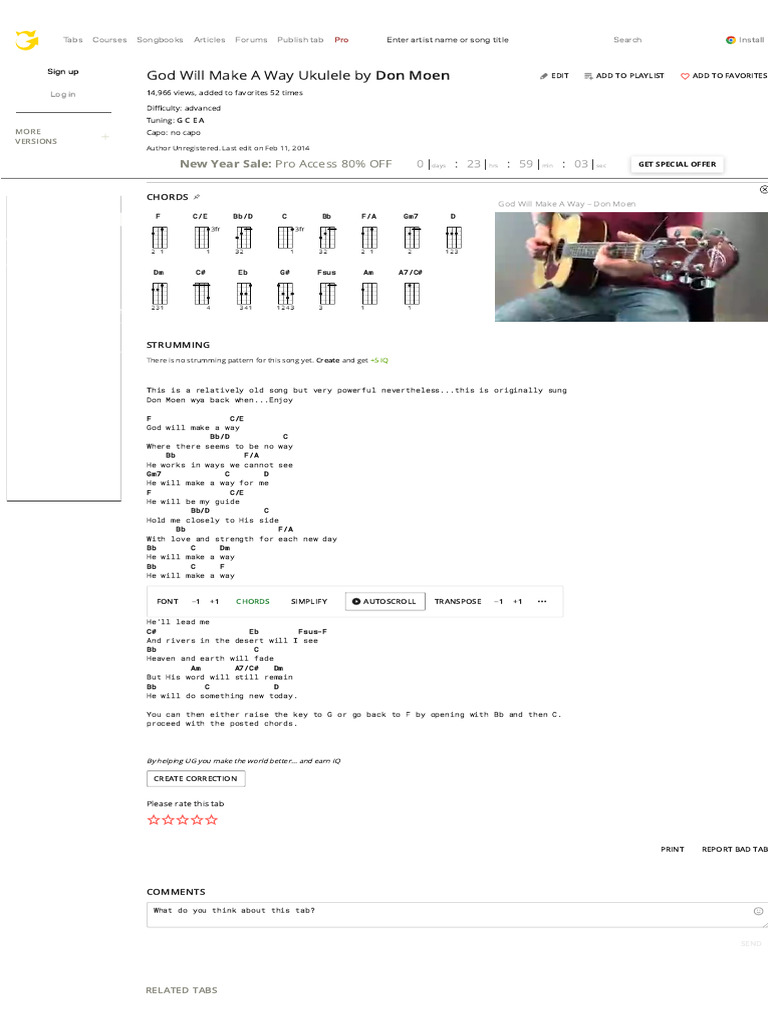 GOD WILL MAKE A WAY UKULELE CHORDS by Don Moen @ | PDF | String ...