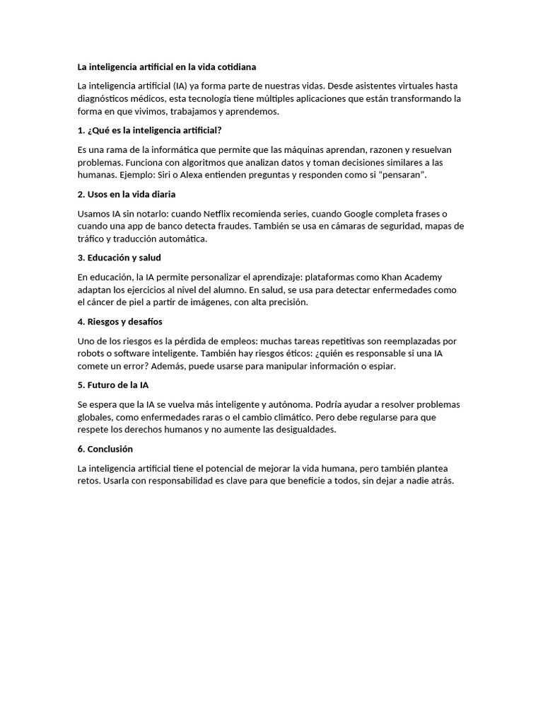La Inteligencia Artificial en La Vida Cotidiana | PDF