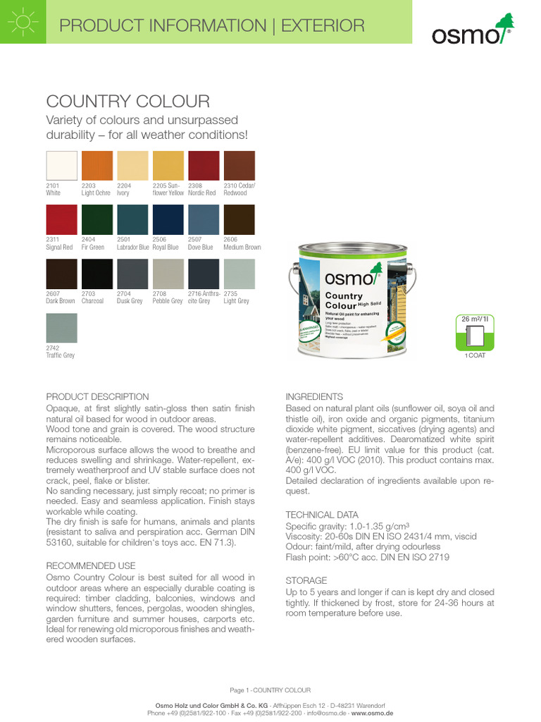 Country Colour Product Information | PDF | Wood | Pigment