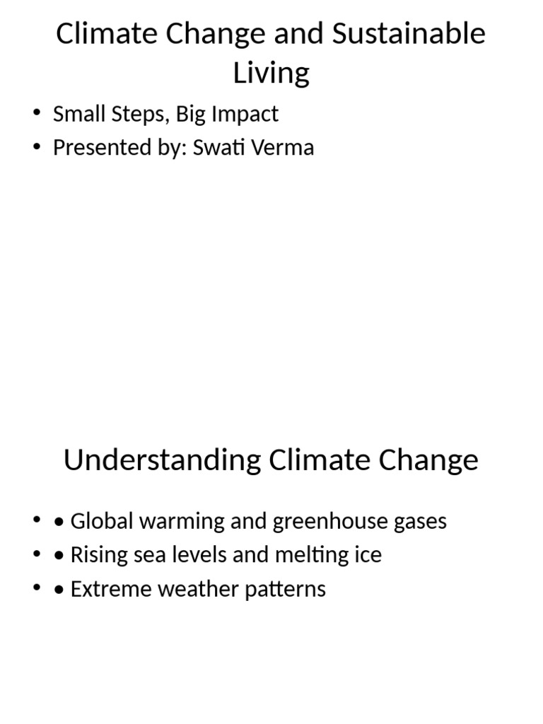 Climate Change Sustainable Living Swati Verma | PDF