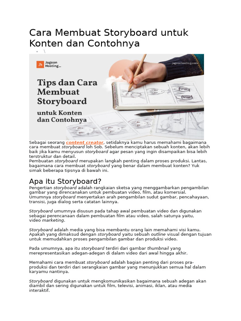 Cara Efektif Membuat Storyboard Video | PDF