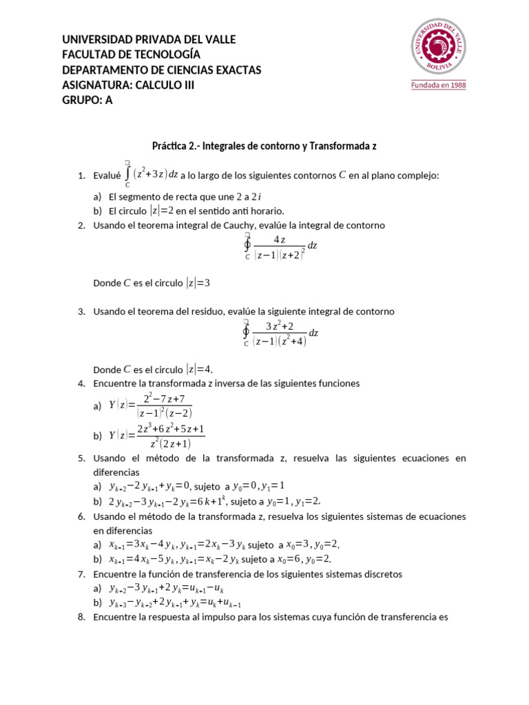 Integrales y Transformadas Z en Cálculo III | PDF | Integral | Álgebra