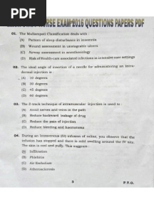 GMCH Staff Nurse Exam 2016 Questions Papers
