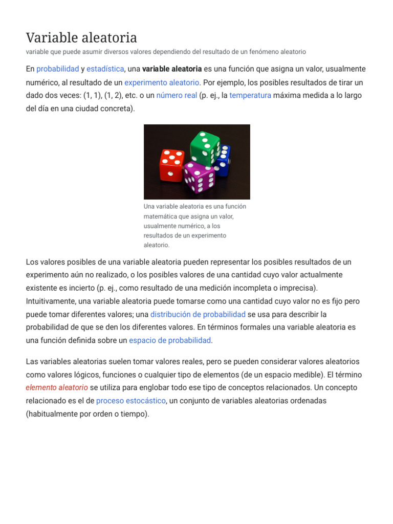 Variable Aleatoria - Wikipedia, La Enciclopedia Libre | PDF | Variable ...