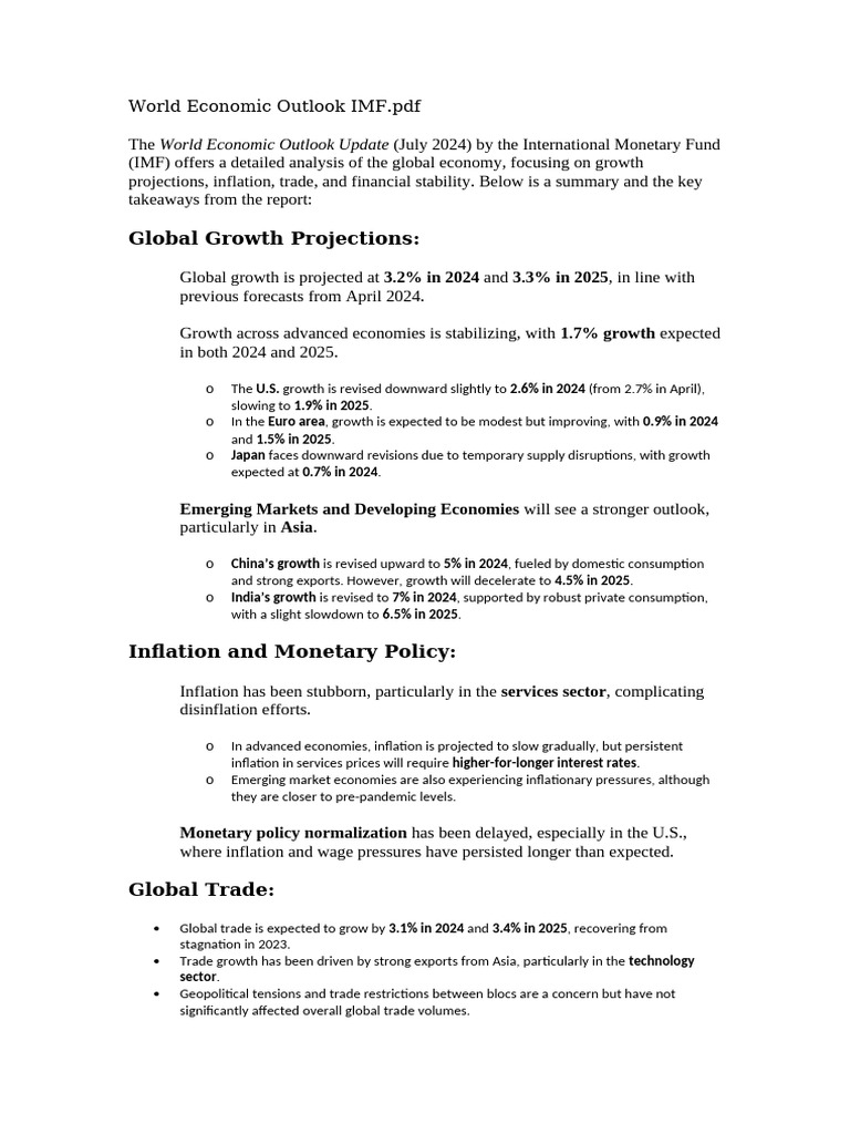 World Economic Outlook IMF | PDF | Inflation | Monetary Policy