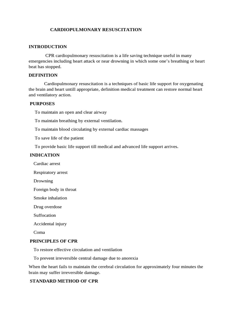 CPR Techniques and Guidelines | PDF | Cardiopulmonary Resuscitation ...