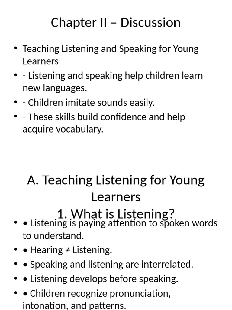Teaching Listening Speaking Young Learners | PDF | Learning | Human ...